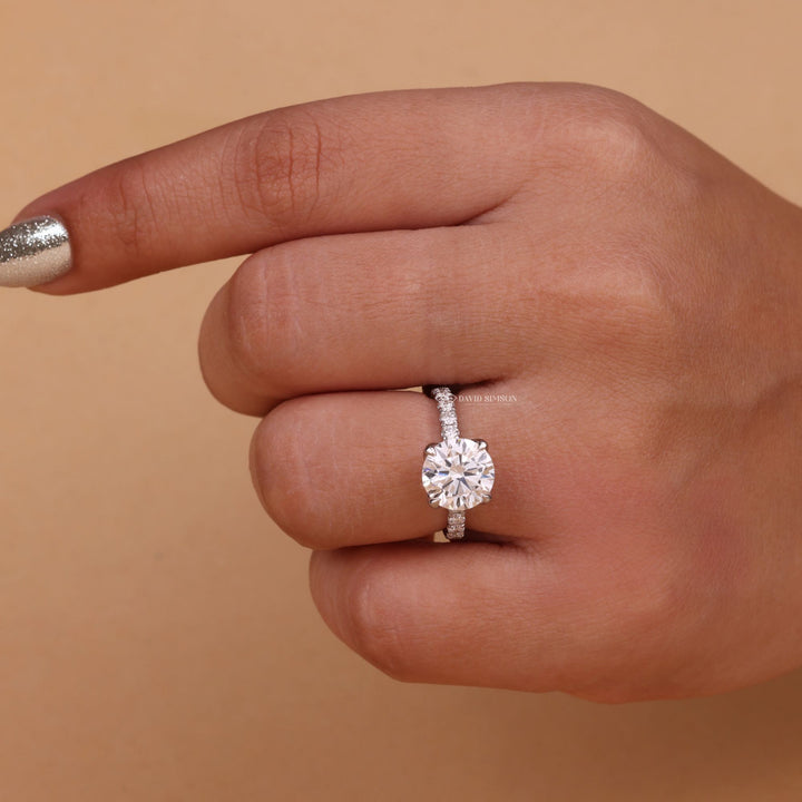 2.50CT-3.50CT Round Cut Moissanite Diamond Unique Tulip Style Engagement Ring