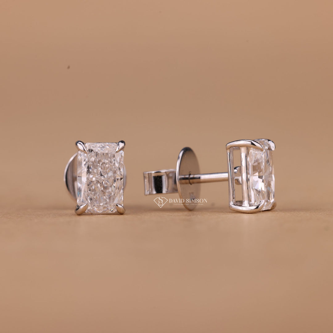 Daily Wear Diamonds, Push Back Studs, Screw Back Diamond Studs, Dainty Diamond Earrings, Statement Diamond Studs, High Clarity Diamonds, Radiant Cut Gift, Wedding Jewelry,