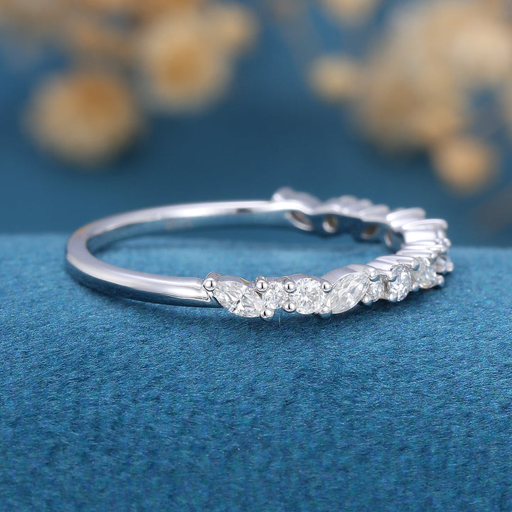 marquise-round-shaped-moissanite-half-eternity-wedding-band