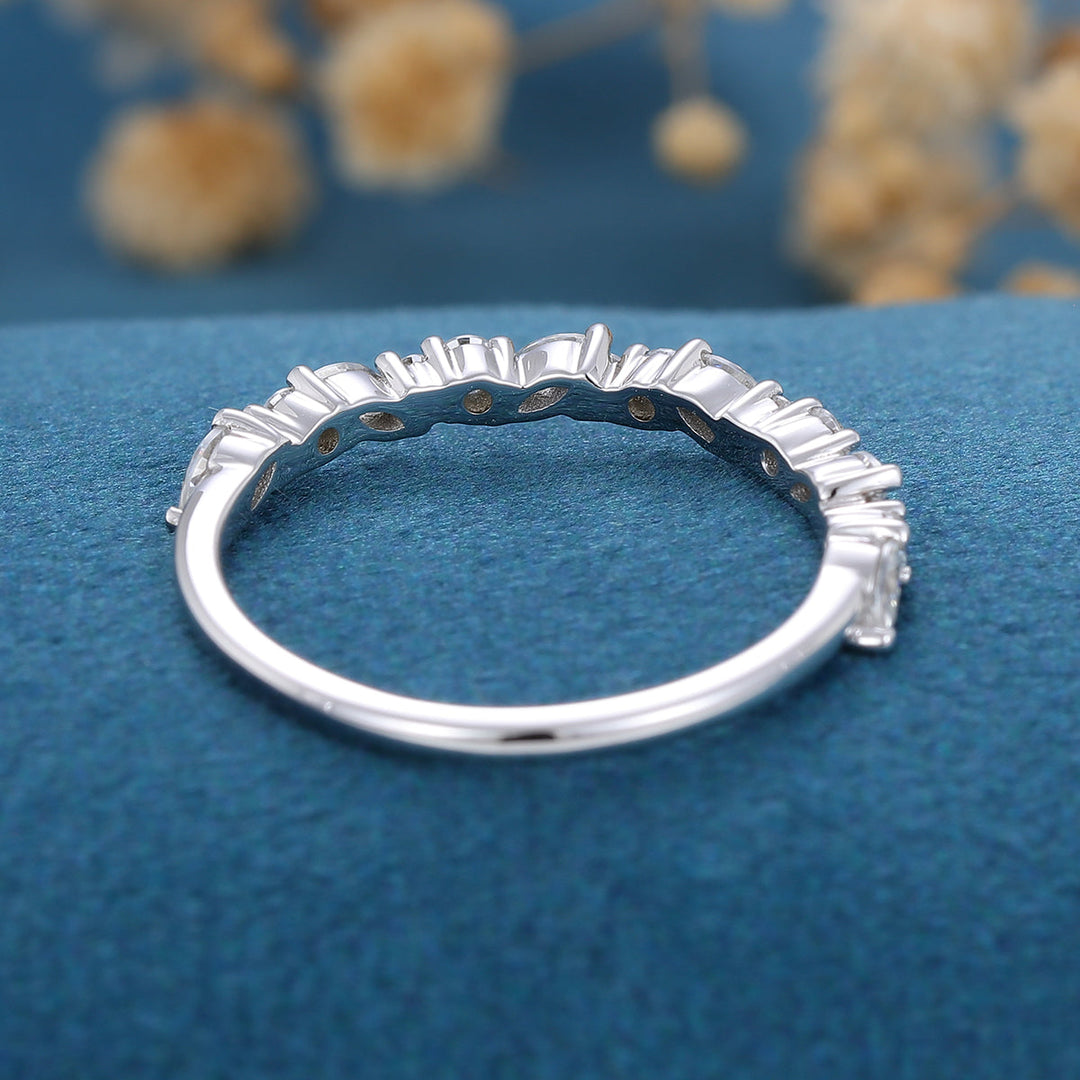 marquise-round-shaped-moissanite-half-eternity-wedding-band