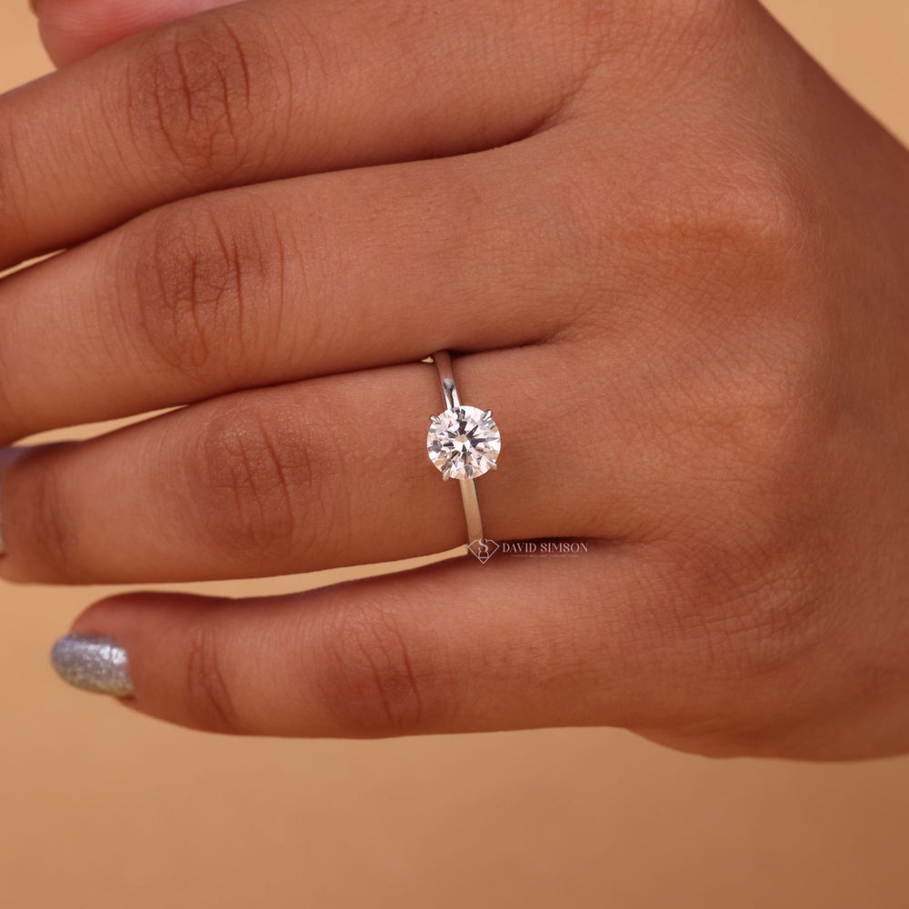 Round brilliant cut engagement ring
Moissanite solitaire engagement ring
Ethical moissanite diamond ring

