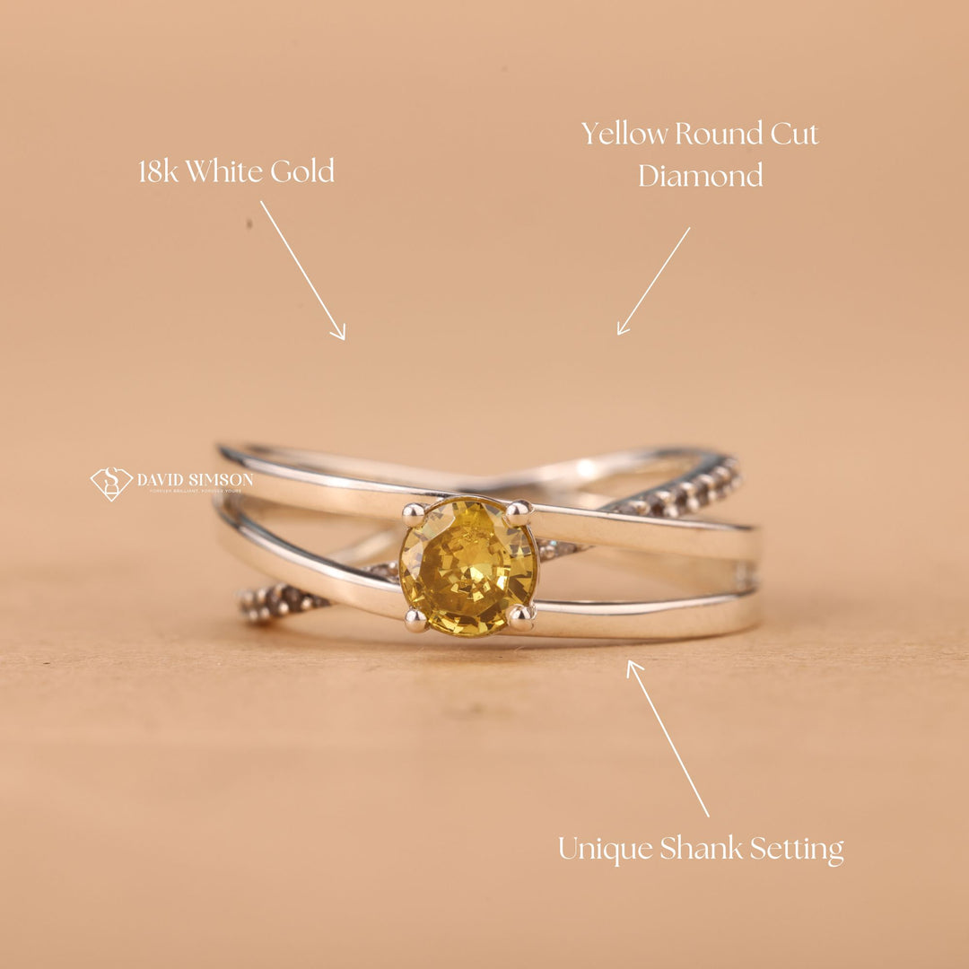 Handmade Diamond Jewelry, 14k Yellow Gold Ring, 18k Yellow Gold Ring, Statement Engagement Ring, Pave Split Shank, Canary Yellow Jewelry, Alternative Engagement Ring,