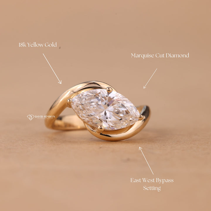 Ethical Engagement Ring
Lab Grown Marquise Ring
VVS1 Marquise Moissanite
White Gold Marquise Ring
Rose Gold East West Ring
Modern Marquise Jewelry
Unique Diamond Alternative
