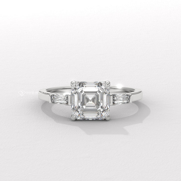 Statement Engagement Ring
Emerald Cut Alternative
Step Cut Moissanite
Side Stone Engagement Ring