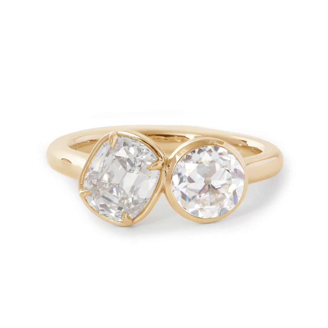 Contrast Cut Diamond RingFrench Toi et Moi StyleSymbolic Engagement RingLuxury Antique Jewelry