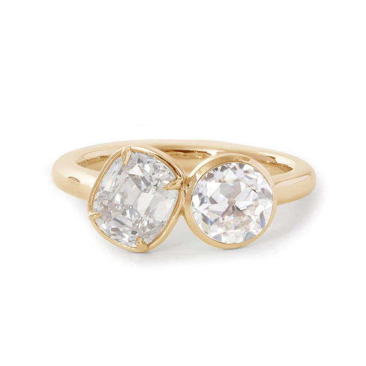 Contrast Cut Diamond RingFrench Toi et Moi StyleSymbolic Engagement RingLuxury Antique Jewelry