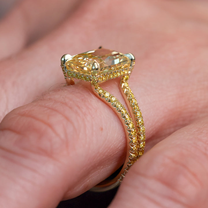 Unique Engagement Ring, Statement Ring, 2 Carat Moissanite, 3 Carat Moissanite, Canary Yellow Ring, 