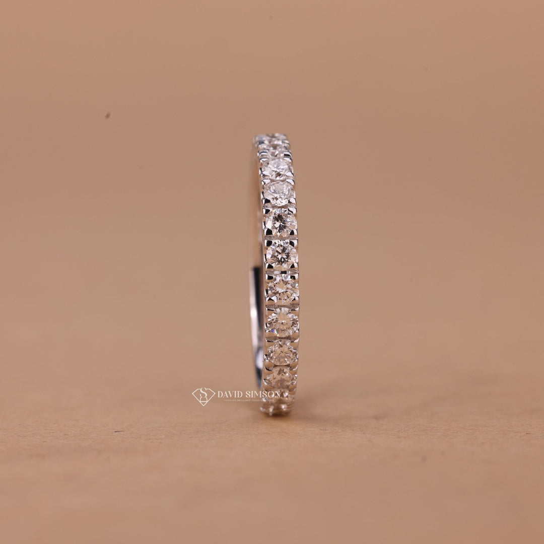 Conflict Free Jewelry
Gold Moissanite Band
Sterling Silver Eternity
