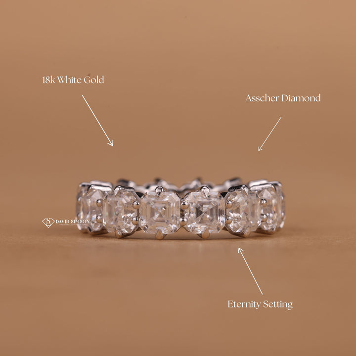 Shared Prong Asscher Setting
Geometric Moissanite Wedding Ring
Minimalist Eternity Moissanite
Sterling Silver Asscher Band
Stackable Moissanite Eternity Ring
