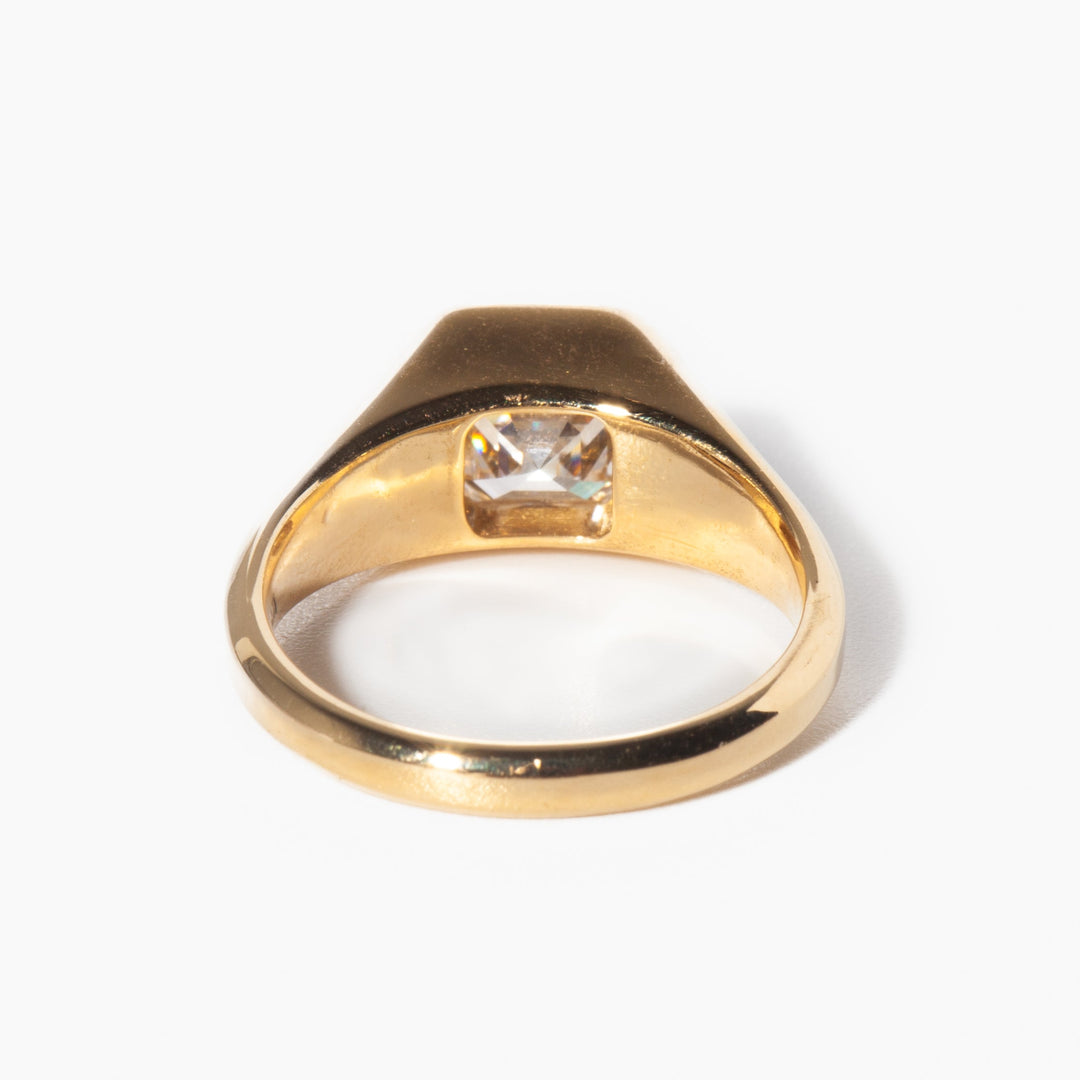 1.0CT-2.0CT Asscher-cut Moissanite Diamond Thick Band Engagement Ring