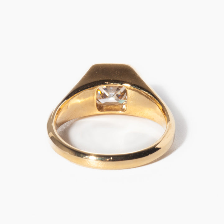 1.0CT-2.0CT Asscher-cut Moissanite Diamond Thick Band Engagement Ring