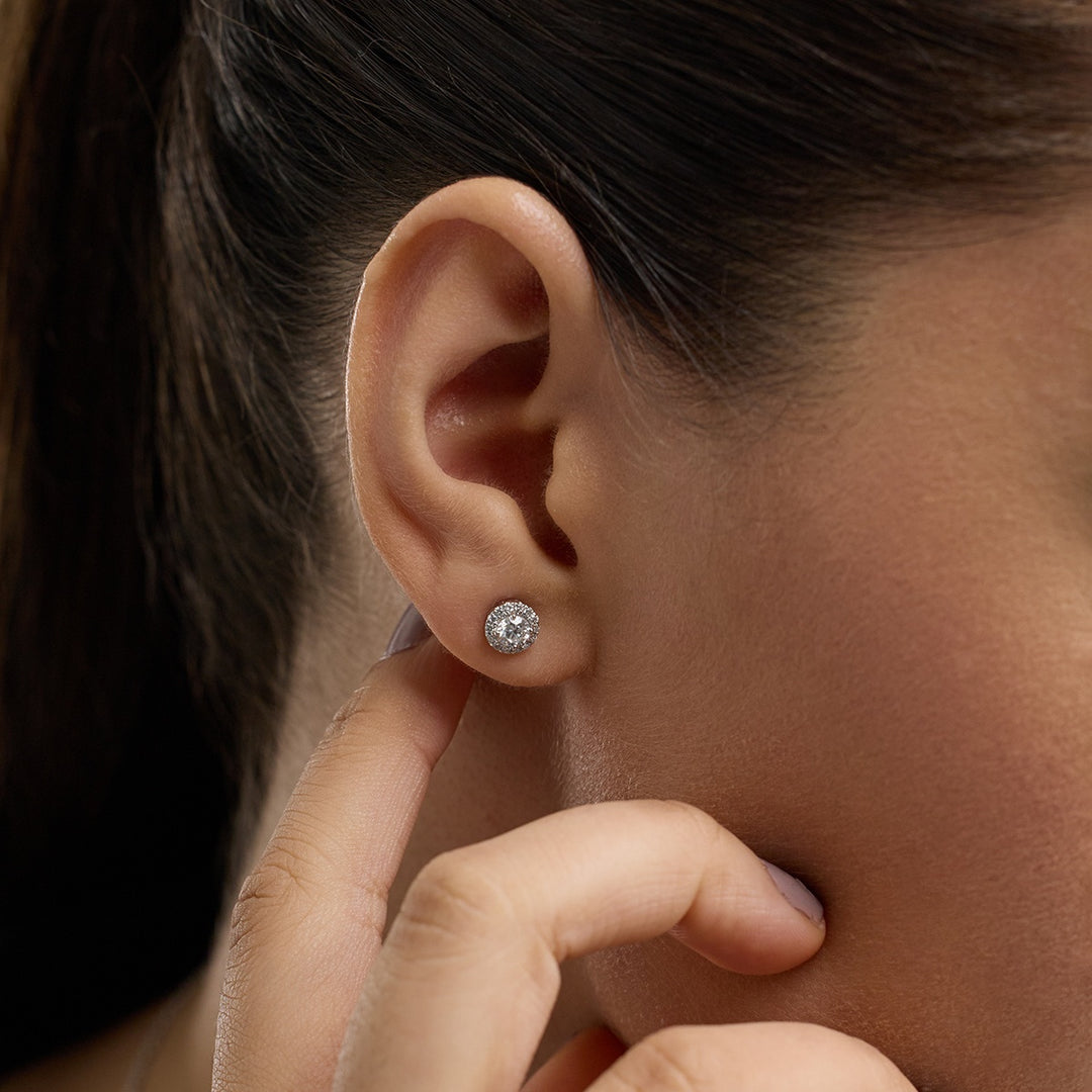 Round Halo GH-VS2 Lab Grown Diamond Stud Earrings