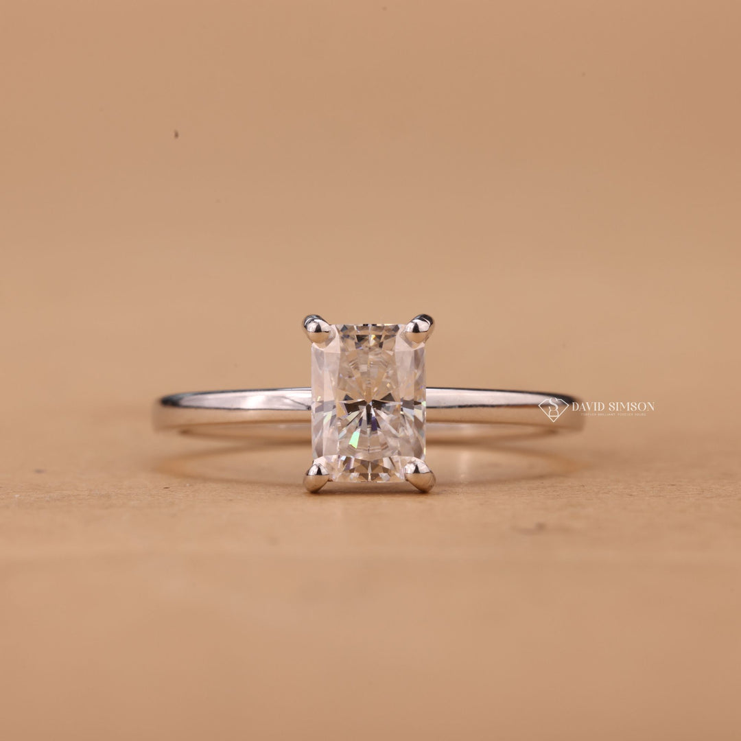 Modern Solitaire Ring, Crushed Ice Radiant, Thin Band Engagement Ring, Radiant Cut Promise Ring,