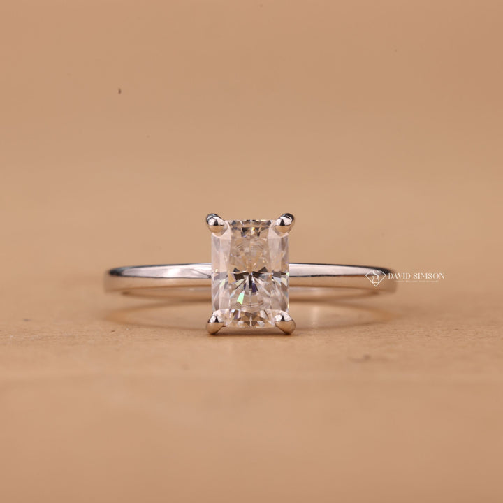 Modern Solitaire Ring, Crushed Ice Radiant, Thin Band Engagement Ring, Radiant Cut Promise Ring,