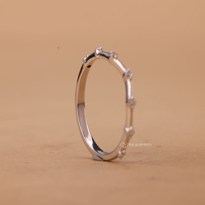 Thin Eternity Ring, Modern Bridal Band, Distance Wedding Ring, Eternity Guard Ring, Ethical Wedding Jewelry, 