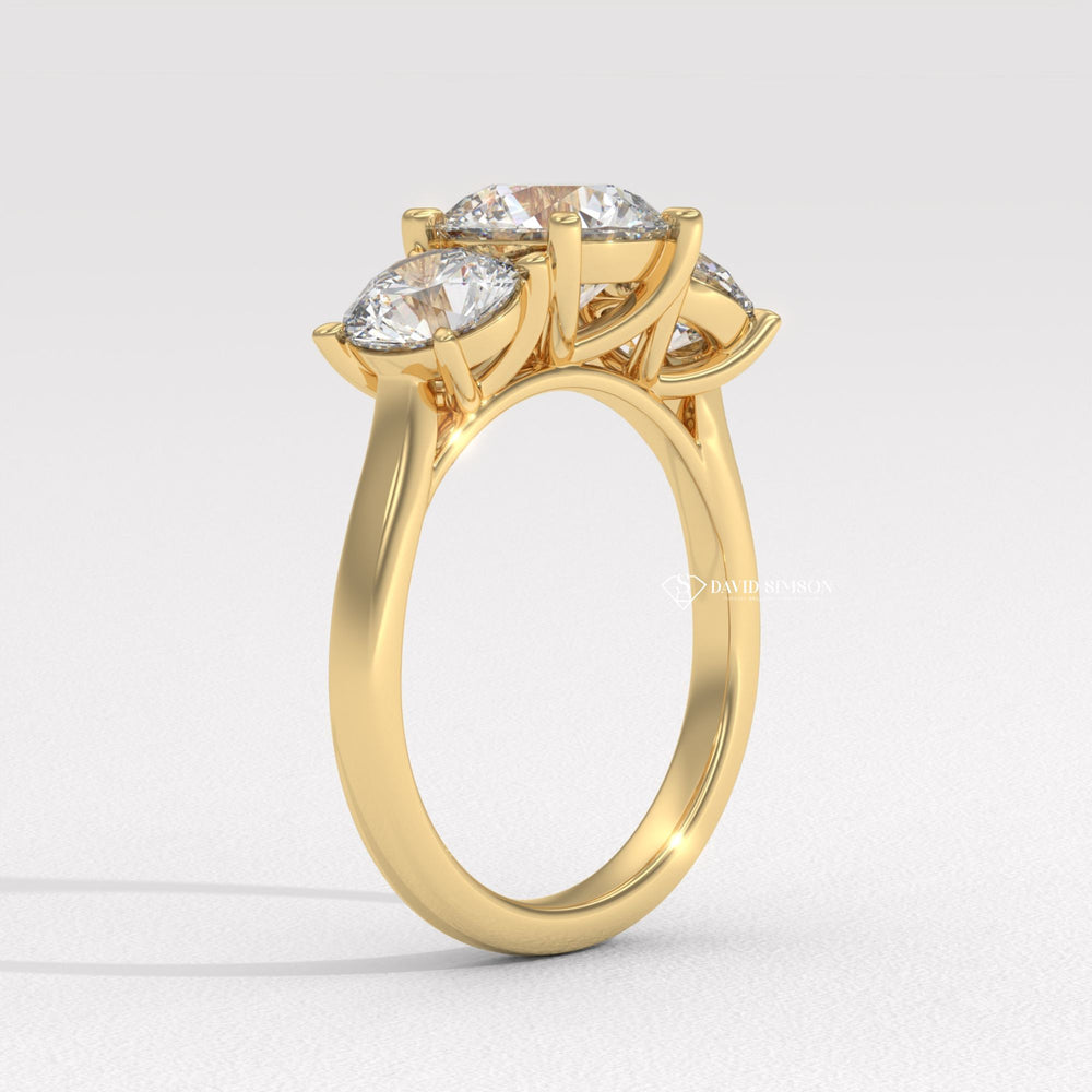 Round Cut Engagement Ring
Three Stone Round Ring
3 Stone Engagement Ring
Round Moissanite Ring