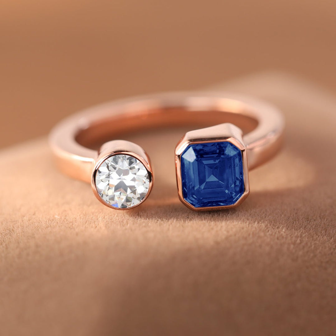 Toi et Moi Diamond Ring Emerald Round
