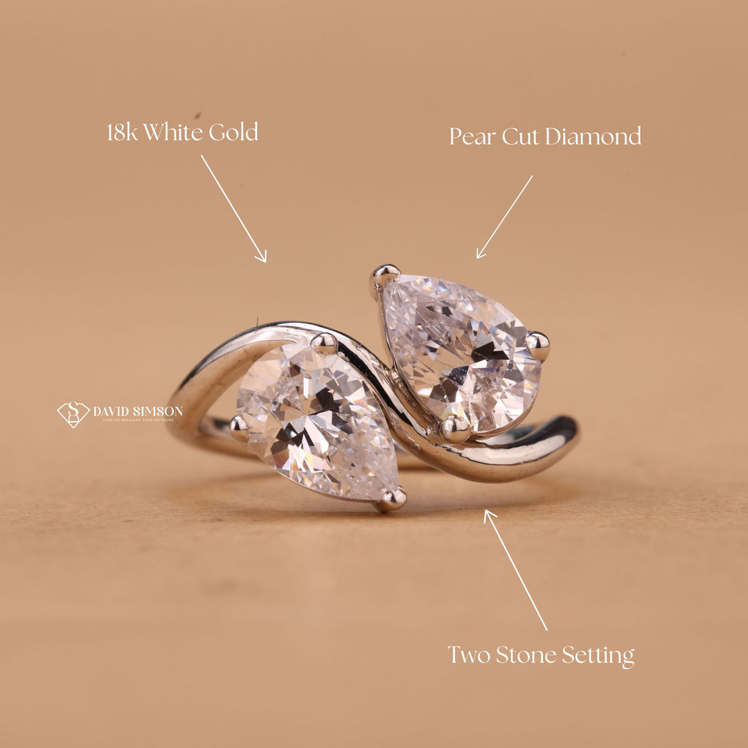 Sustainable Jewelry, Dainty Toi et Moi, You and Me Ring, Two Stone Bridal Ring,