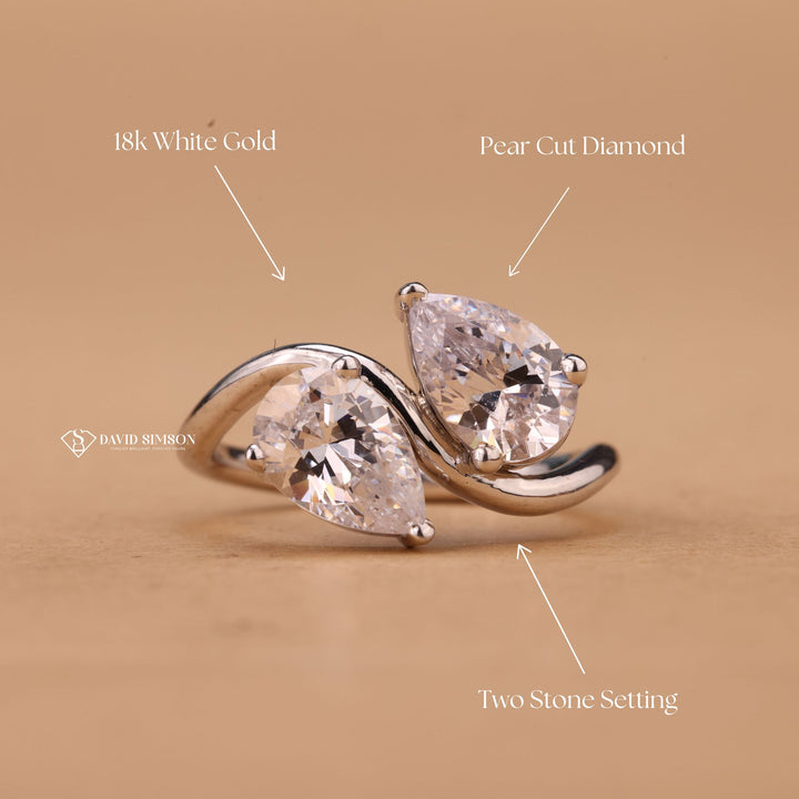 Sustainable Jewelry, Dainty Toi et Moi, You and Me Ring, Two Stone Bridal Ring,