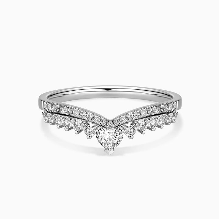 Round Cut Moissanite Diamond Chevron Wedding Band for Women