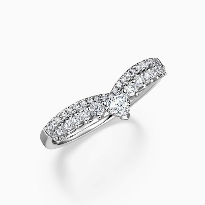 Round Cut Moissanite Diamond Chevron Wedding Band for Women