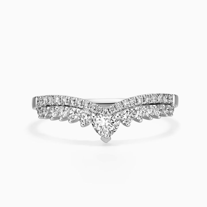 Round Cut Moissanite Diamond Chevron Wedding Band for Women