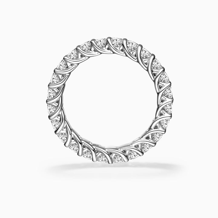 Round Cut Moissanite Four Claw Diamond Pave Wedding Band