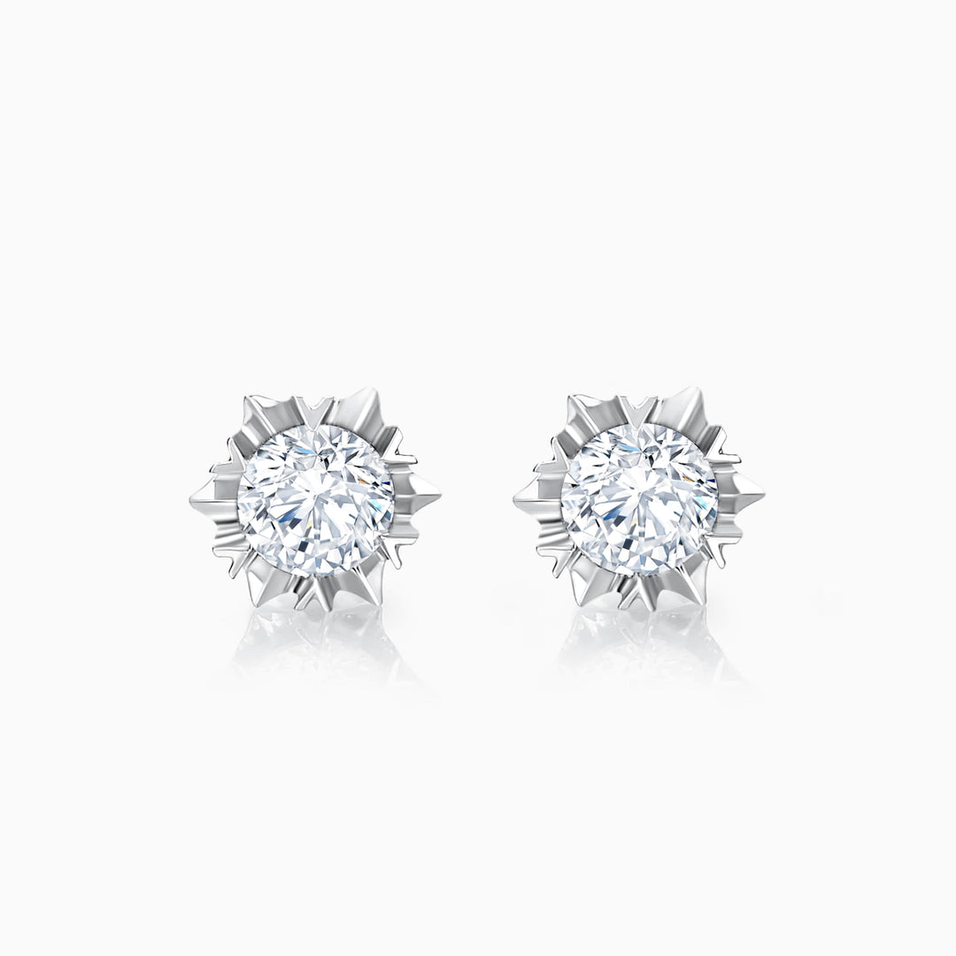 Round Cut Moissanite Diamond Snowflake Stud Earrings