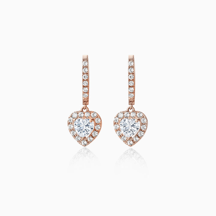 Heart Cut Halo Moissanite Diamond Hoop Earrings for Women