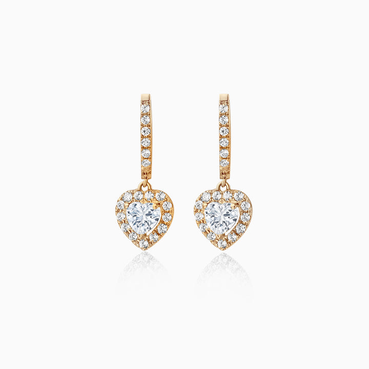 Heart Cut Halo Moissanite Diamond Hoop Earrings for Women