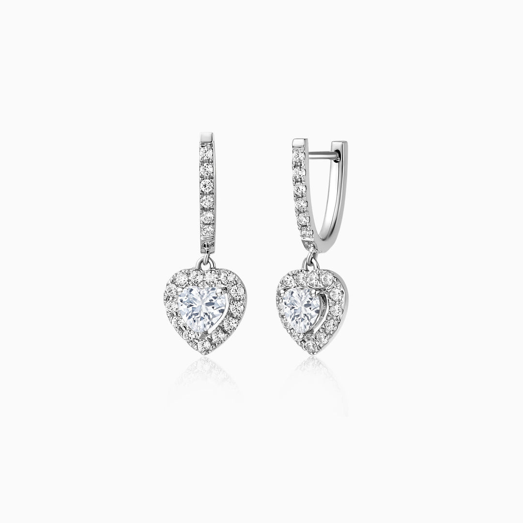 Heart Cut Halo Moissanite Diamond Hoop Earrings for Women