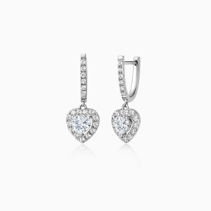 Heart Cut Halo Moissanite Diamond Hoop Earrings for Women