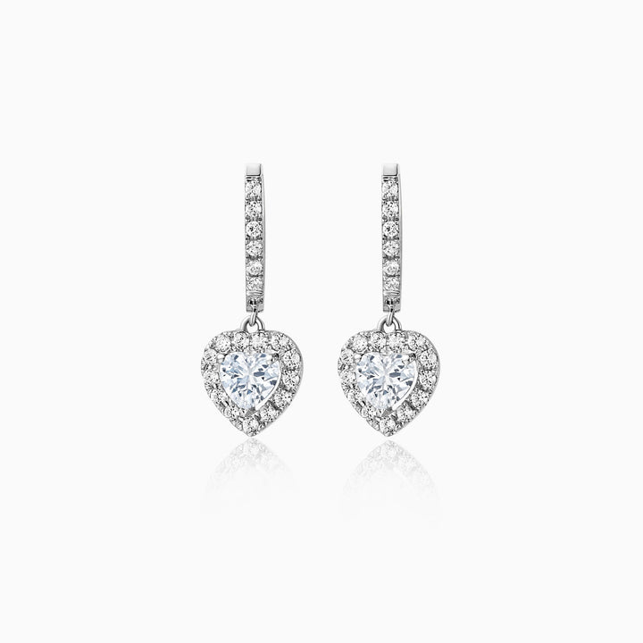 Heart Cut Halo Moissanite Diamond Hoop Earrings for Women