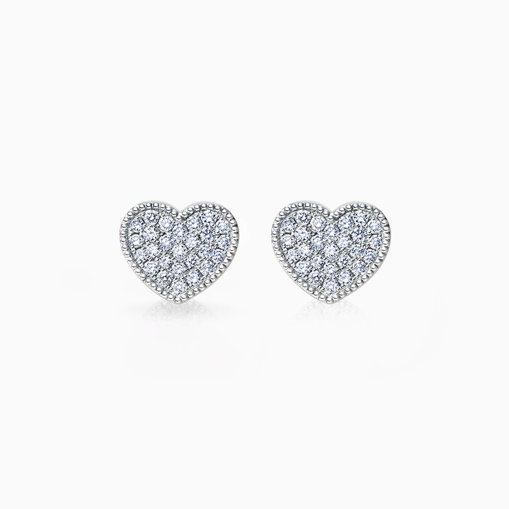 Round Cut Heart Shape Moissanite Diamond Stud Earrings