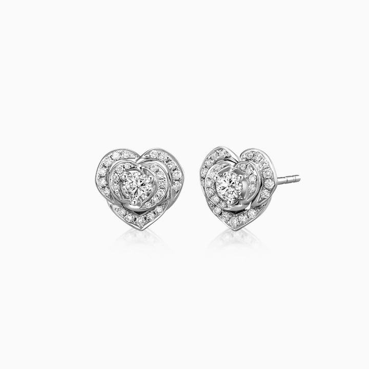 Round Cut Halo Moissanite Diamond Stud Earrings for Women