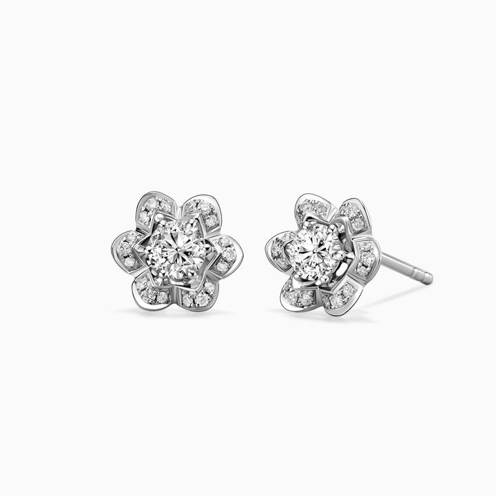 Round Cut Unique Flower Style Moissanite Diamond Studs Earrings