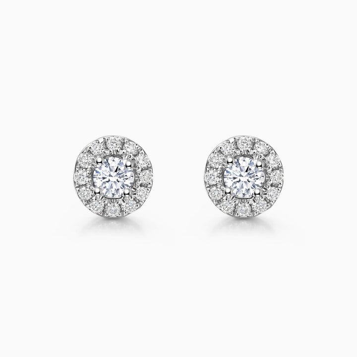 Round Cut Moissanite Halo Diamond Stud Earrings for Her