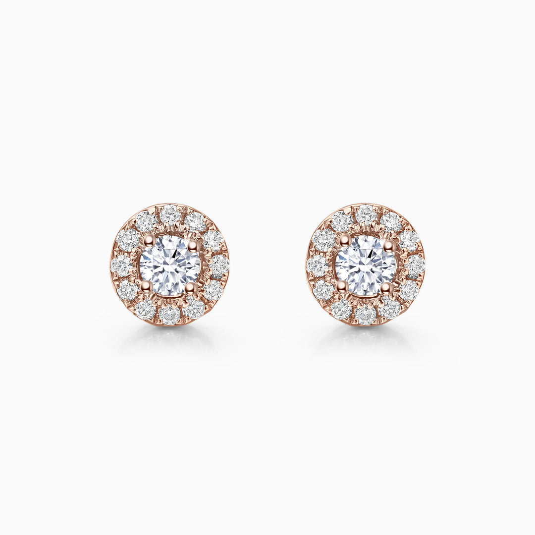 Round Cut Moissanite Halo Diamond Stud Earrings for Her