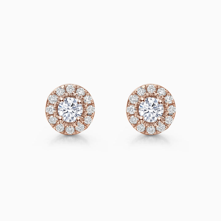 Round Cut Moissanite Halo Diamond Stud Earrings for Her