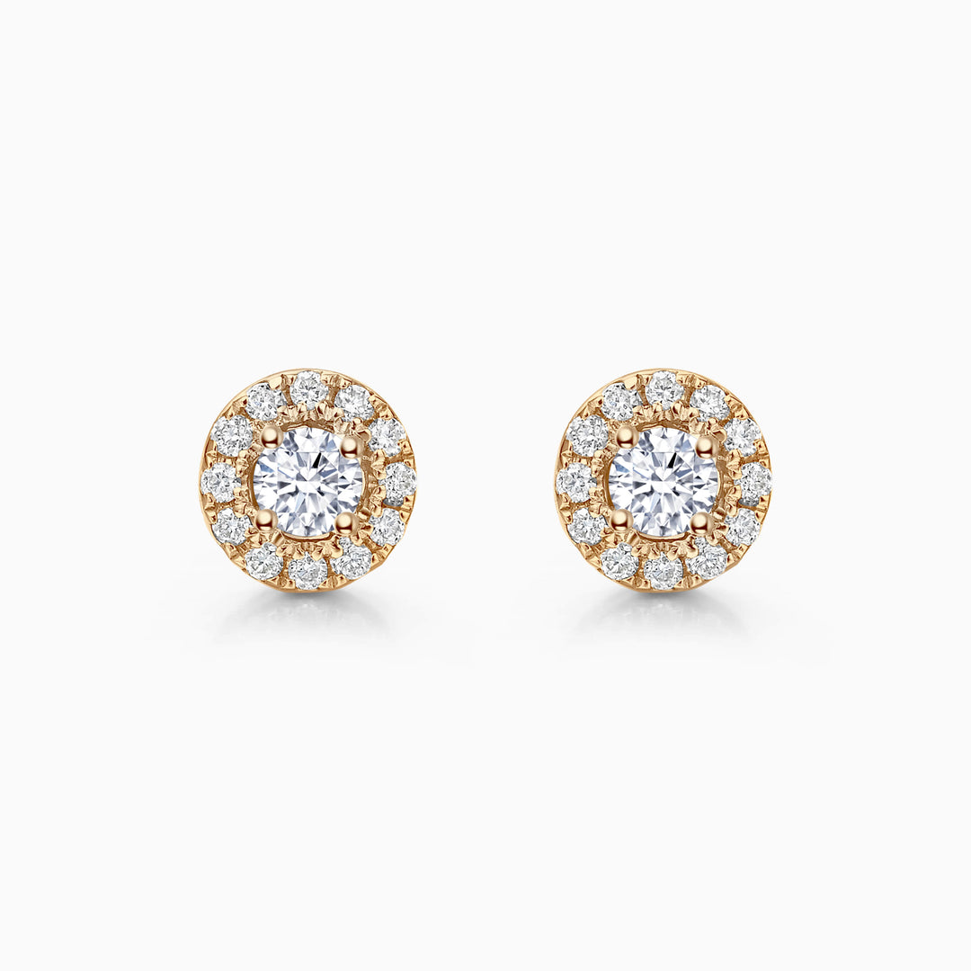 Round Cut Moissanite Halo Diamond Stud Earrings for Her