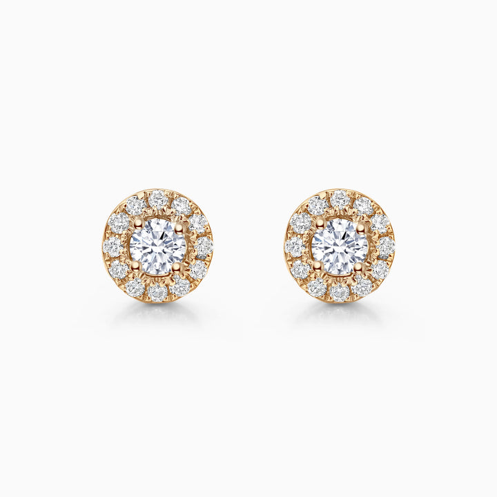 Round Cut Moissanite Halo Diamond Stud Earrings for Her