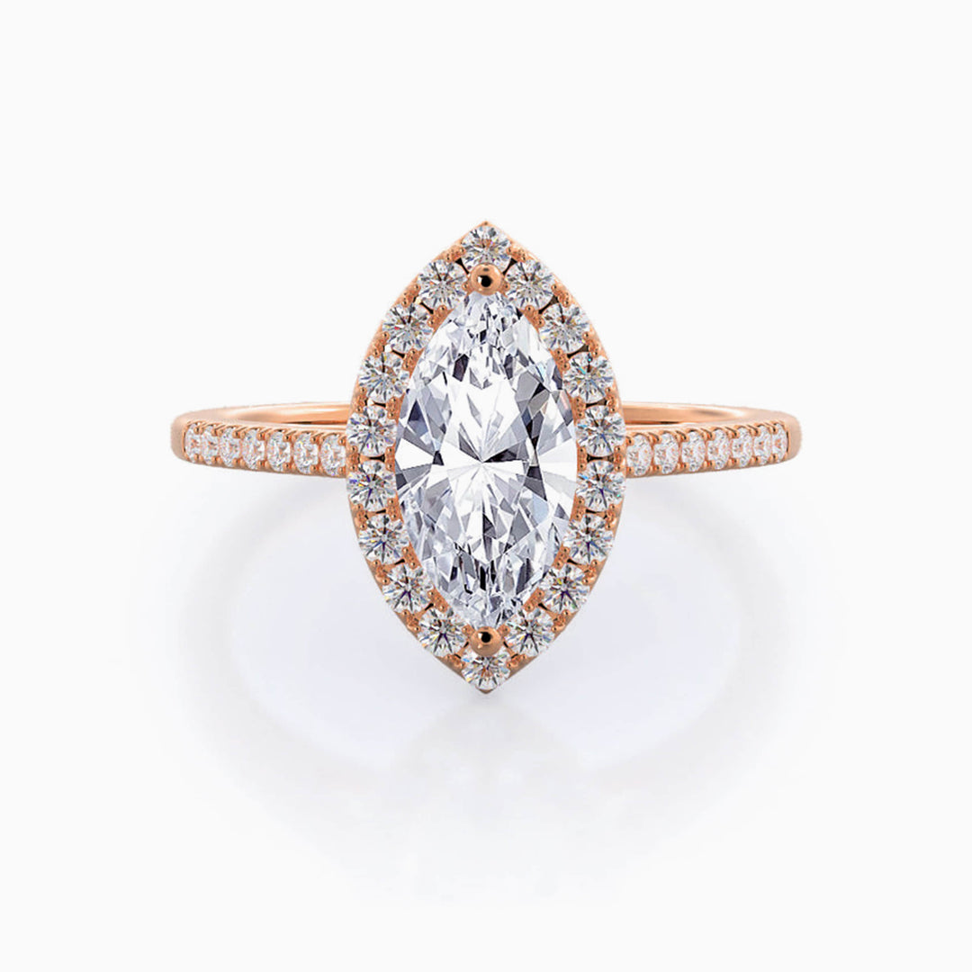 4.0CT Marquise Cut Halo Diamond Moissanite Engagement Ring