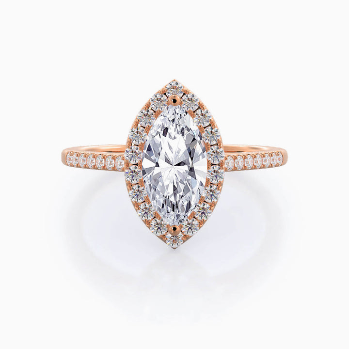 4.0CT Marquise Cut Halo Diamond Moissanite Engagement Ring