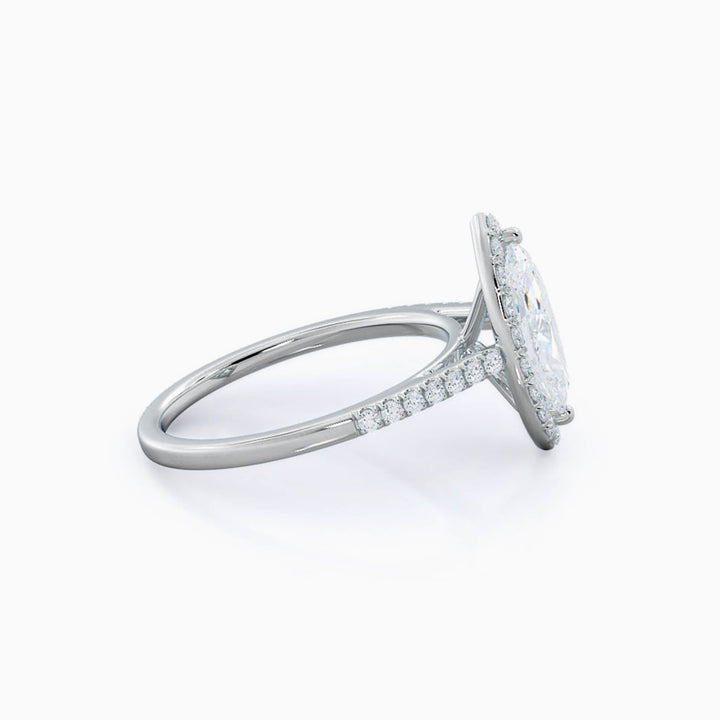 4.0CT Marquise Cut Halo Diamond Moissanite Engagement Ring