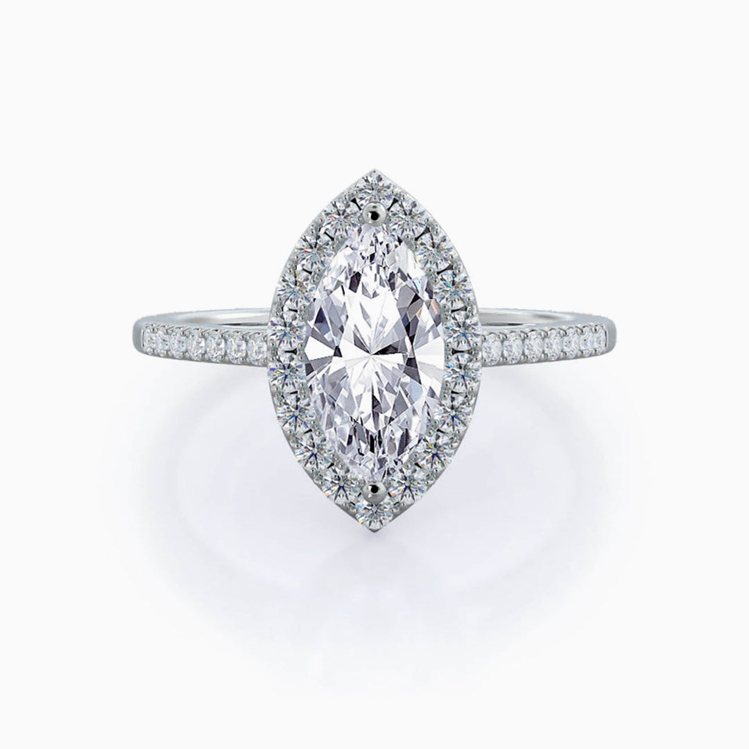 4.0CT Marquise Cut Halo Diamond Moissanite Engagement Ring