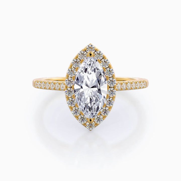 4.0CT Marquise Cut Halo Diamond Moissanite Engagement Ring