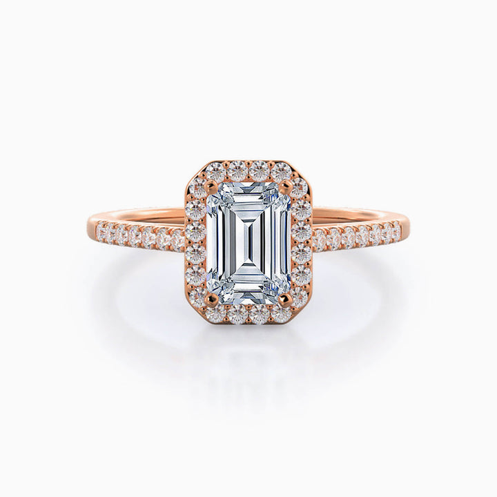 4.0CT Emerald Cut Halo Diamond Moissanite Engagement Ring