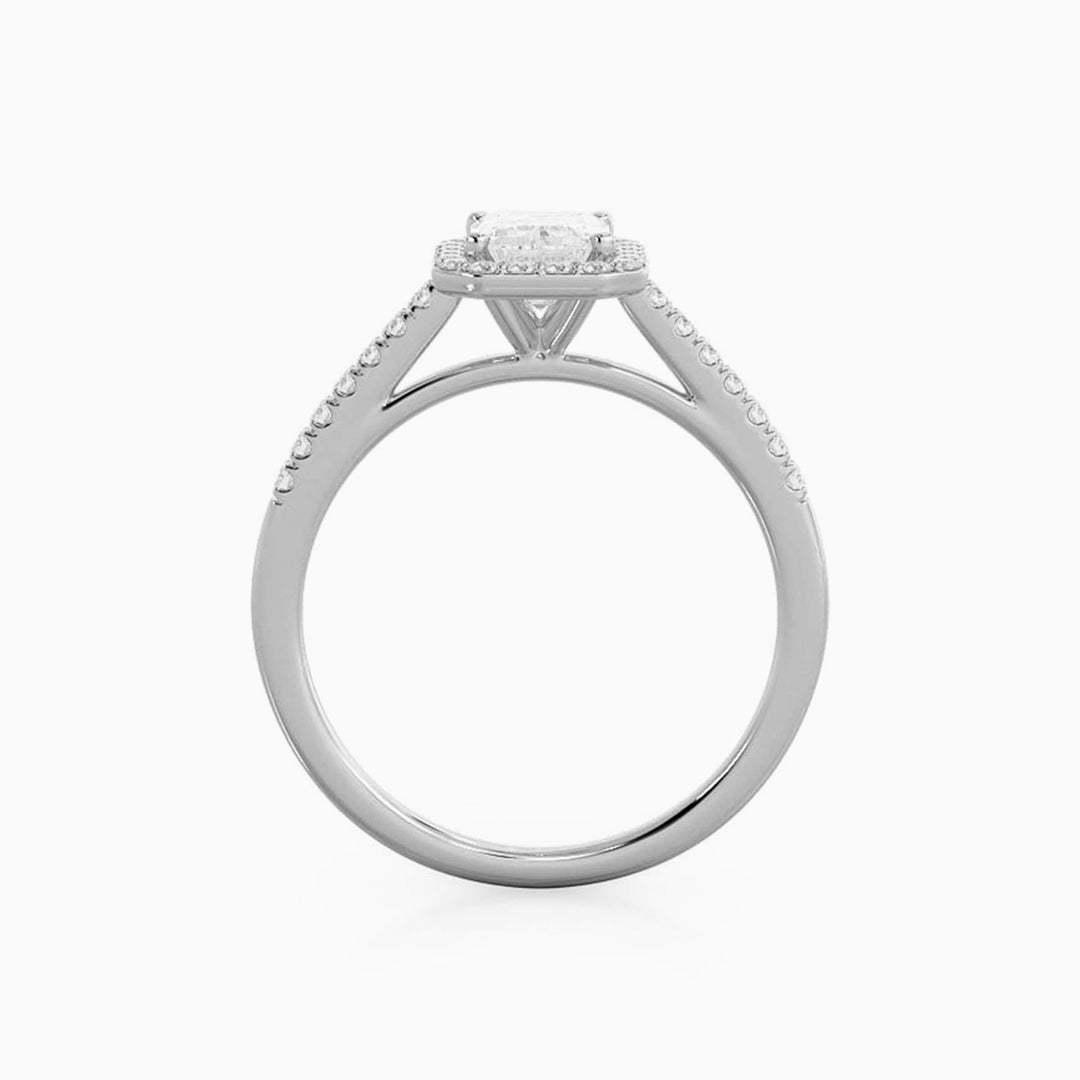 4.0CT Emerald Cut Halo Diamond Moissanite Engagement Ring