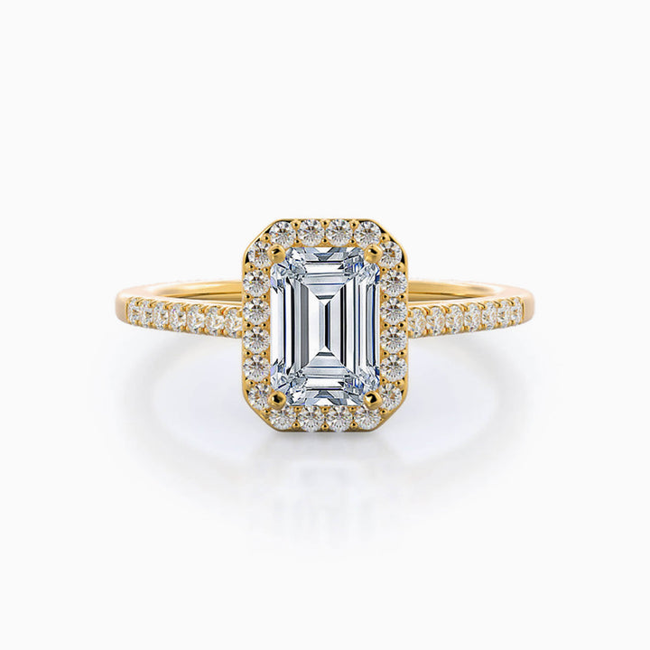 4.0CT Emerald Cut Halo Diamond Moissanite Engagement Ring