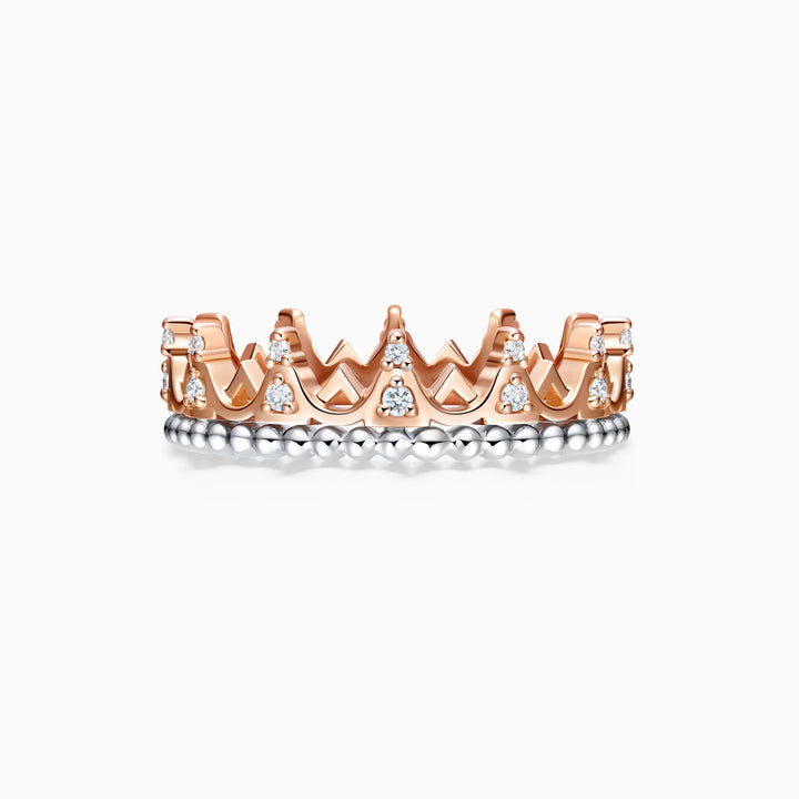 Round Cut Moissanite Crown Shape Diamond Wedding Band